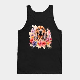 A bloodhound decorated with beautiful watercolor flowers Tank Top